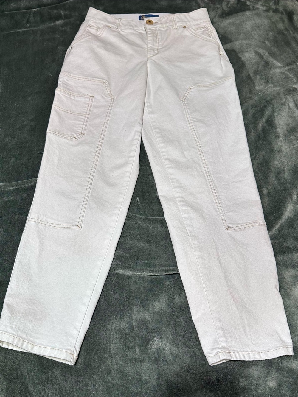 Democracy Ab Solution White Barrel Utility Carpenter Jeans – Size 8